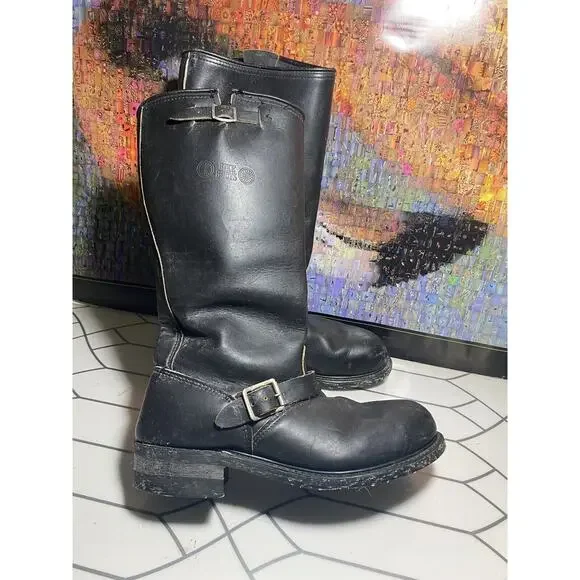 Vtg bike Buckle STEEL TOE Nylon Corded ENGINEER Motorcycle BOOTS 11.5